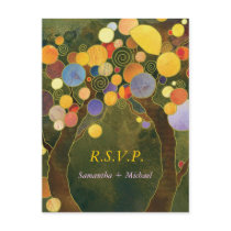 BridalHeaven Love Trees Olive Green Wedding RSVP Postcard