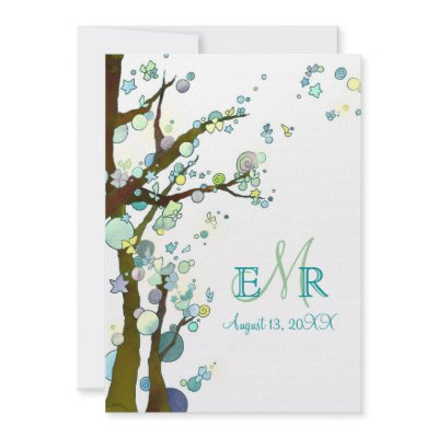 BridalHeaven Lovely Night Formal Wedding Monogram Announcements by BridalHeaven