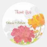 BridalHeaven Peony & Damask Wedding Thank You Round Sticker