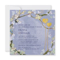 BridalHeaven Two Hearts Blue Rehearsal DInner Personalized Invitations