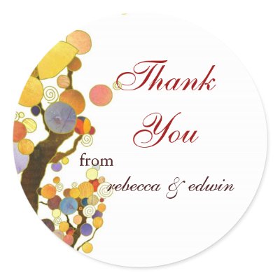BridalHeaven Whimsical Tree White Wedding ThankYou Stickers by BridalHeaven