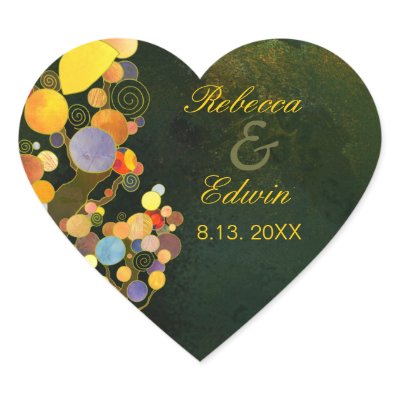 BridalHeaven Whimsical Trees Wedding Invitations Heart Stickers by BridalHeaven
