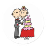 Bride And Groom By The Wedding Cake Sticker