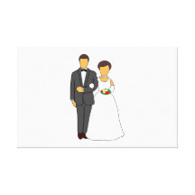 Bride and groom cartoon gallery wrap canvas