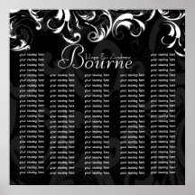 Bride and Groom Damask Seating Chart for Reception Posters