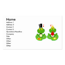 bride and groom froggy frogs business card templates