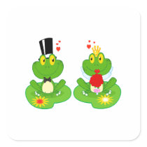 bride and groom froggy frogs stickers