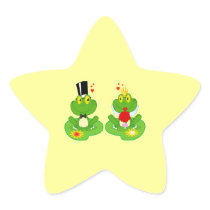 bride and groom froggy frogs star sticker