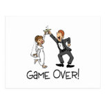 Bride and Groom Game Over Postcard