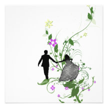 Bride and groom Garden Wedding Invitations