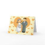 bride and groom in heart cards