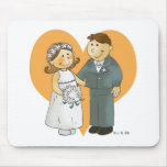 Bride and groom in heart mousepad