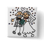 Bride and Groom Jump for Joy Pinback Buttons
