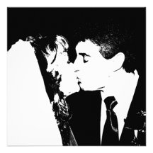 Bride and groom kiss personalized invite