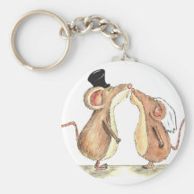 Bride and Groom - Kissing Mice - Gift for Wedding Keychain