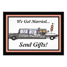 Bride and Groom Limo Elopement Announcement