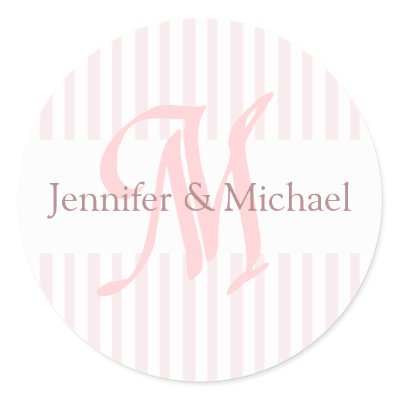 Bride And Groom Monogram Letter M 2009 Seal Round Stickers by TDSwhite