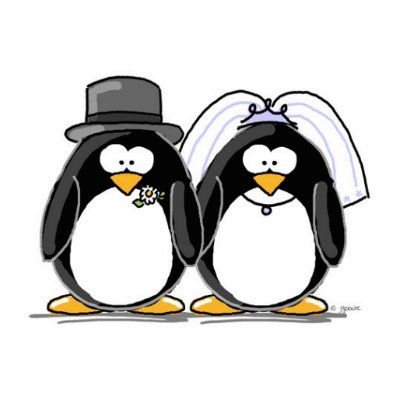 Bride and Groom Penguin - photo scuplture Cut Out by jgoodedesigns
