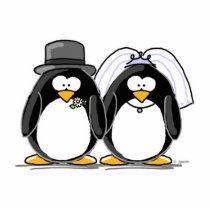 Bride and Groom Penguin - photo scuplture Cut Out