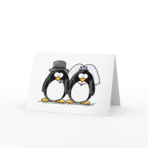 Bride and Groom Penguins Greeting Card