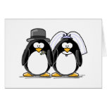 Bride and Groom Penguins Greeting Card