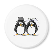 Bride and Groom Penguins Magnets
