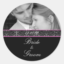 Bride and Groom Sticker Pink Trim With Your Photo