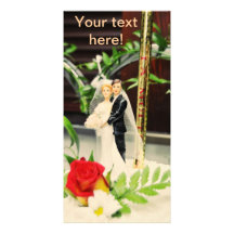 Bride and groom wedding cake topper photo card