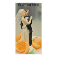 Bride and groom wedding cake topper customized photo card