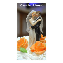 Bride and groom wedding cake topper custom photo card