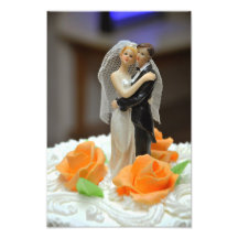 Bride and groom wedding cake topper photographic print