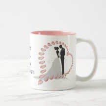 Bride and Groom with Hearts Mug