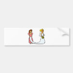 Bride and Maid of Honour Cartoon Bumper Sticker