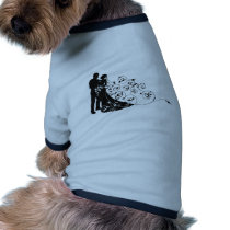 Bride beautiful wedding dress  pattern background dog t-shirt