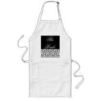 Bride Black Damask Bridal Shower Apron