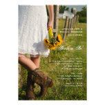 Bride, Boots and Sunflowers Country Bridal Shower Custom Announcements