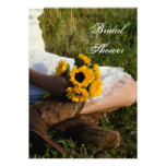 Bride, Boots and Sunflowers Country Bridal Shower Personalized Announcements