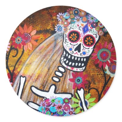 BRIDE DAY OF THE DEAD STICKERS by prisarts