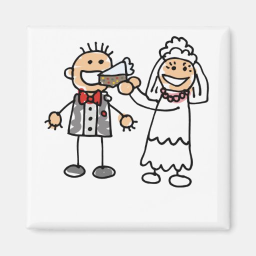 Bride Feeds Groom Fridge Magnets
