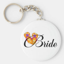 Bride Flip Flop Orange Keychains