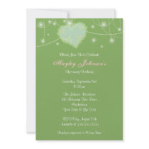 Bride & Floral Heart Green Bridal Shower Custom Announcements