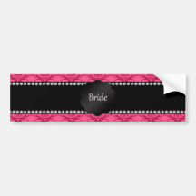 Bride gifts pink damask bumper stickers
