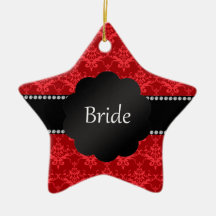 Bride gifts red damask ornaments