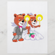 bride groom bears holding candles personalized flyer