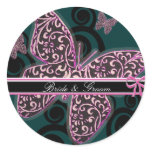 Bride Groom Butterflies Swirl Purple Black White
