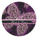 Bride Groom Butterflies Swirl Purple Black White stickers