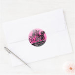 Bride & Groom Butterflies Swirls Pink Black &White