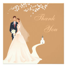 Bride & Groom Church & Blossom Thank You Custom Announcement