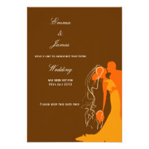 Bride & Groom Embrace Orange - Save the Date Custom Invites