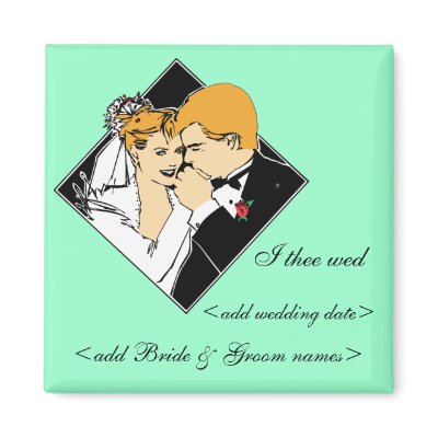 Bride & Groom I Thee Wed Teal Background by bellabridals